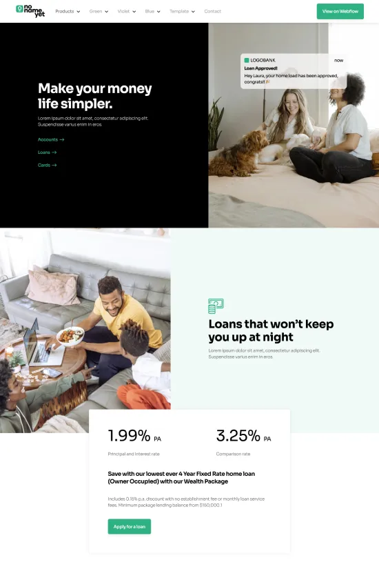 Professional Teal Minimalist Banking Webflow website template
