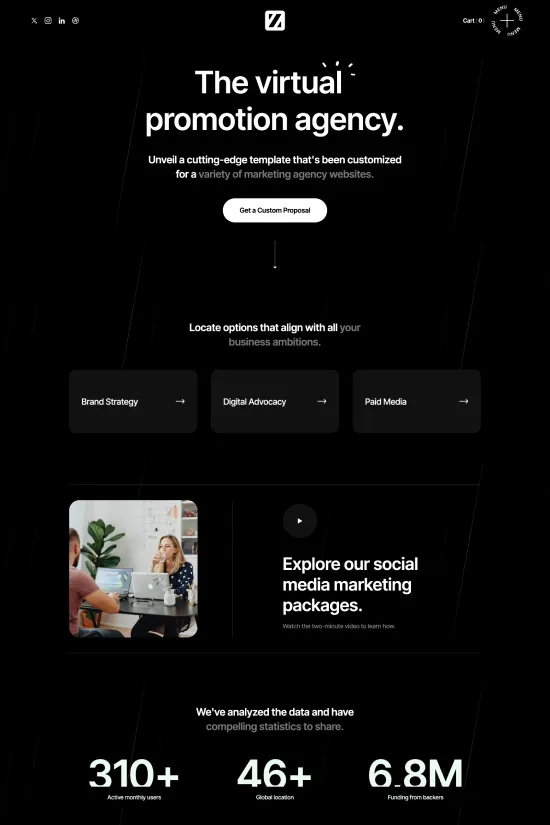 Creative Dark Theme Portfolio Webflow website template