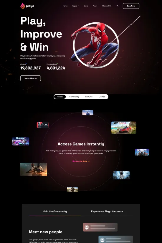Vibrant Dark Modern Gaming Webflow website template.
