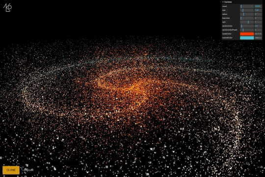 Spiral Galaxy Three.js Animation with GUI Webflow cloneable