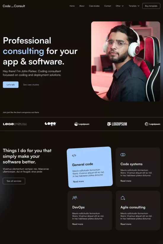 Technology Consultant Modern Dark Webflow Website Template