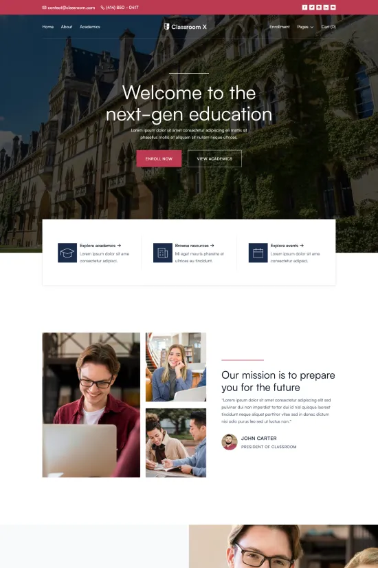 E-Learning Red Modern Webflow Website Template