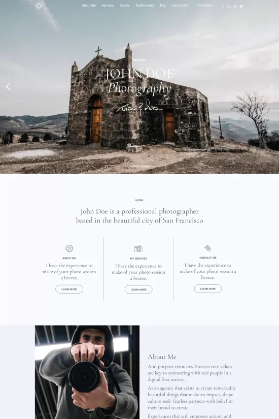 Photographer Portfolio Elegant Webflow Website Template