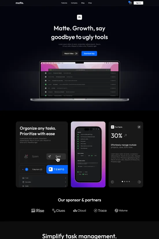 App Modern Black Webflow website template