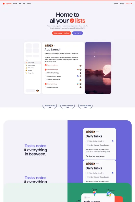 Modern Webflow inspiration for productivity software website