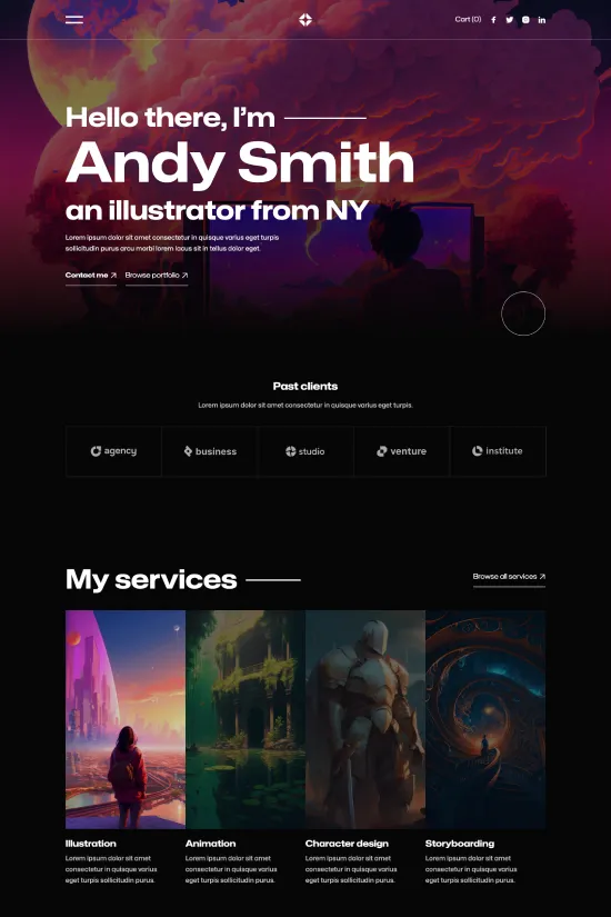 Dark Royal Purple Design Studios Webflow website template