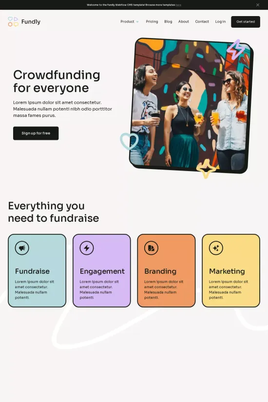 Non-profit Modern Crowdfunding Webflow website template
