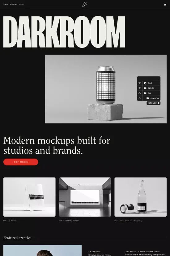 Modern Mockups Monochromatic Sans-serif Webflow website example - Design