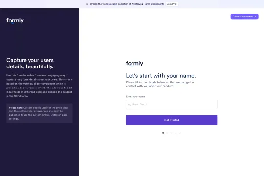 Interactive Onboarding Form Webflow cloneable