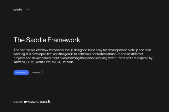 Saddle Framework UI Kit Webflow cloneable