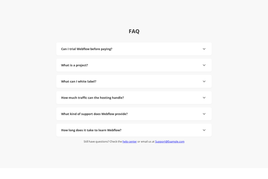 Accordion FAQ Webflow cloneable