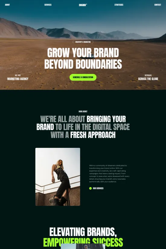 Minimalist Dark with Green Portfolio Webflow website template