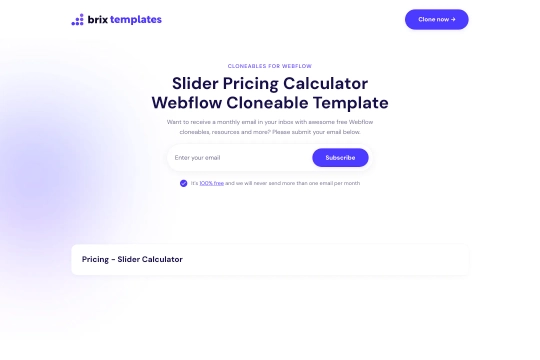 Pricing Range Slider Webflow cloneable