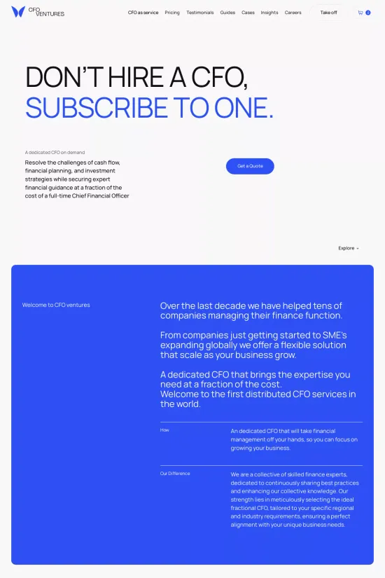 Finance Webflow website example - Blue, Sans-serif, Modern, Clean