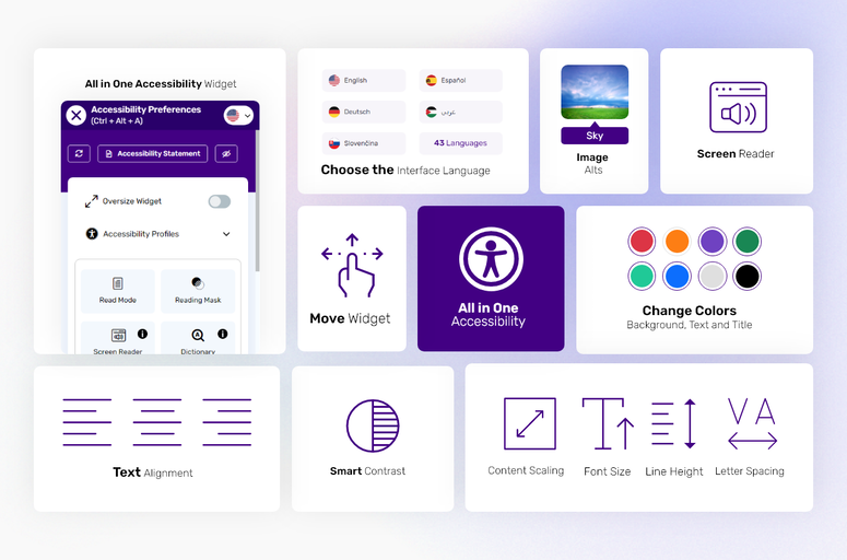 Enhance website accessibility with the All in One Accessibility widget for Webflow. Ensure compliance with ADA and WCAG standards. Features include Screen Reader, Accessibility Profiles, and Virtual Keyboard. Simplify accessibility for designers and developers, improve user experience, and broaden audience reach. Optimize websites efficiently and minimize legal risks.