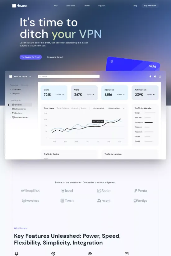 SaaS Bright Blue Modern Webflow website template