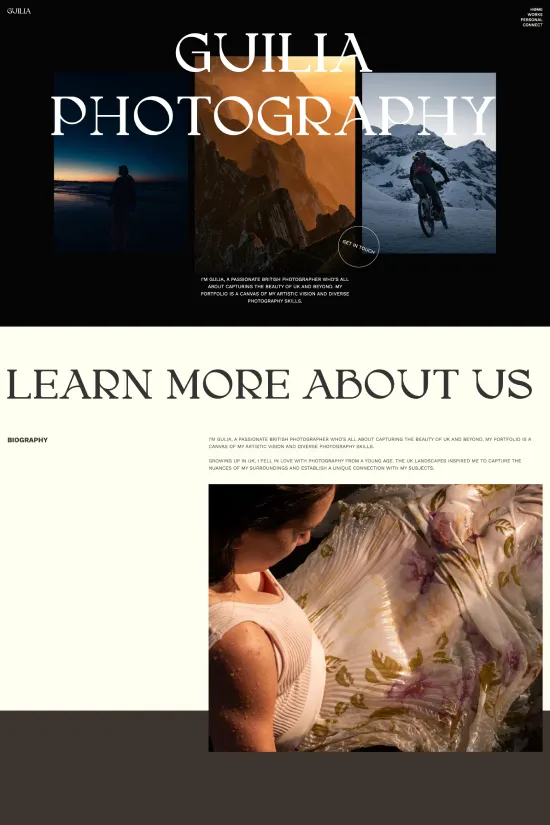 Contemporary Tan Photography Portfolio Webflow website template