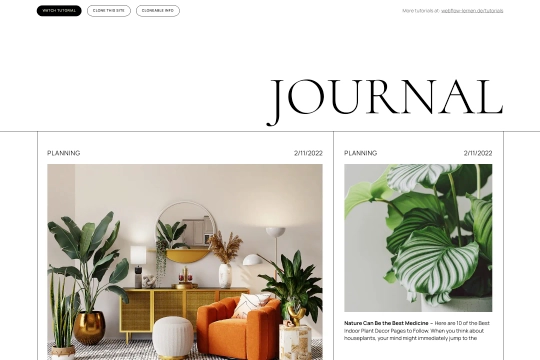 CSS grid blog teaser hover effect Webflow cloneable