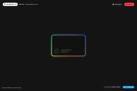 Glowing Reflective Gradient Card Webflow cloneable