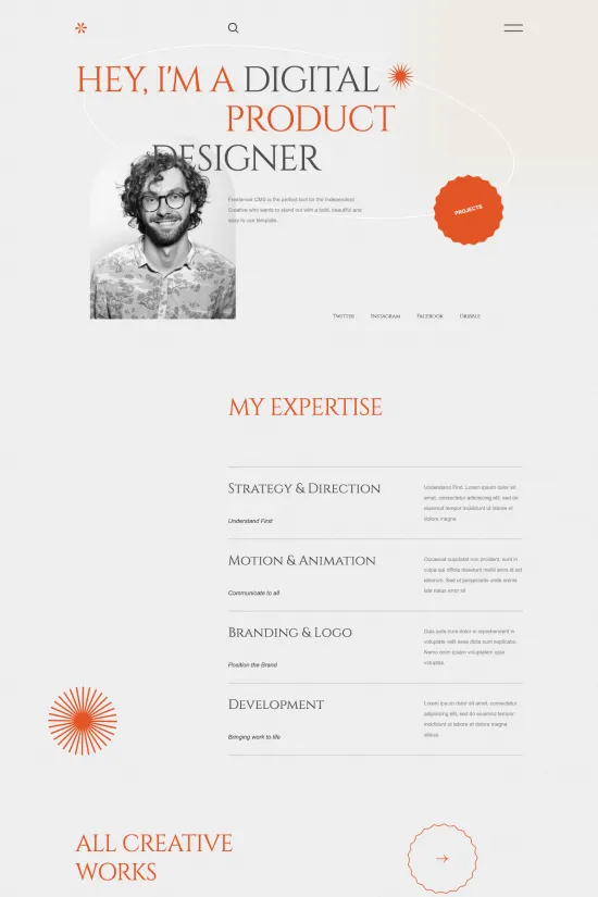 Modern Digital Designer Webflow website template