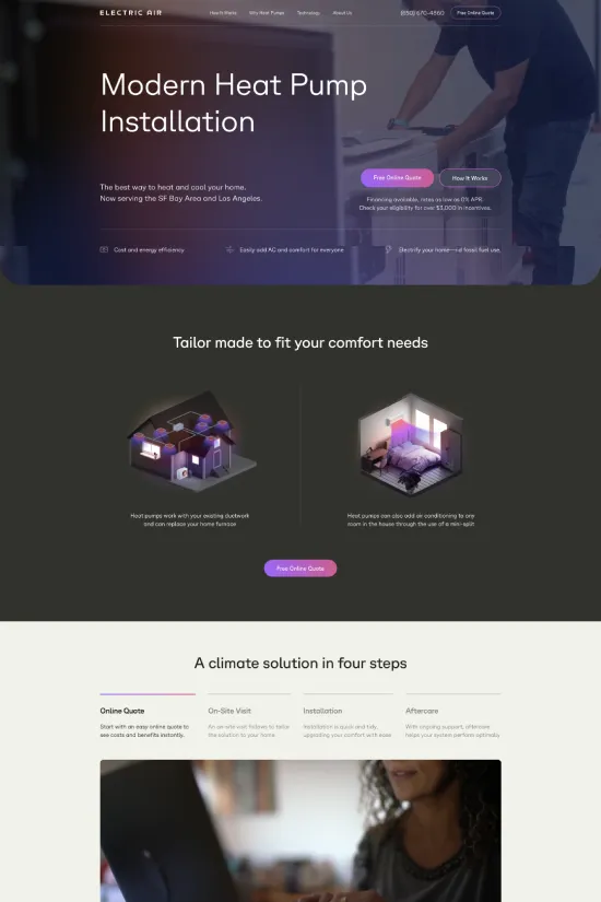 Modern Minimalistic Purple Black White Sans-serif Home Services Webflow website example
