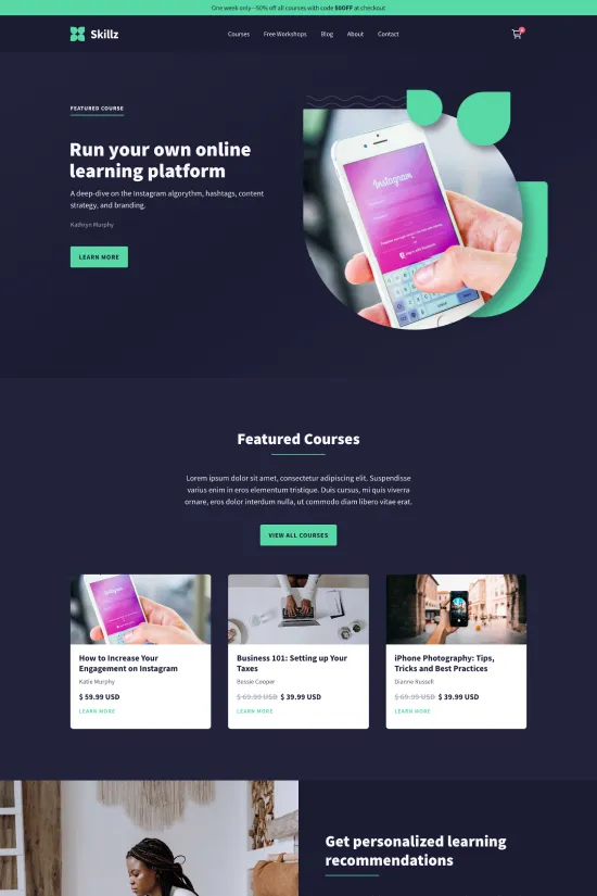 E-Learning Bright Blue Modern Webflow Website Template
